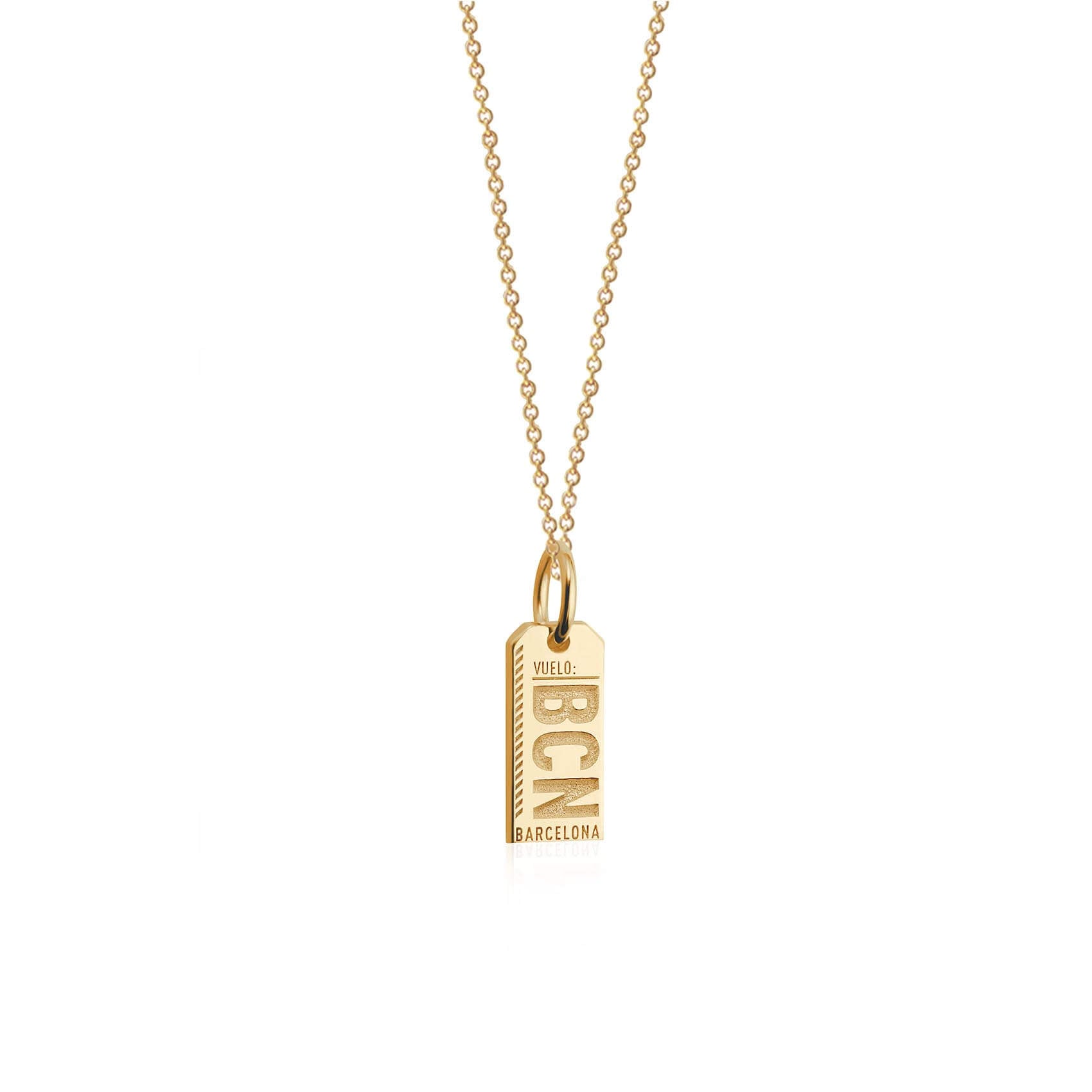 Mini Solid Gold BCN Barcelona Luggage Tag Charm - JET SET CANDY  (4499570163800)