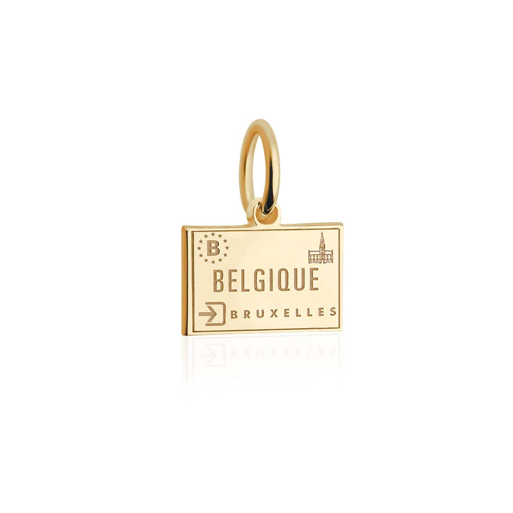 Mini Solid Gold Belgium Passport Stamp Charm (4728444158040)