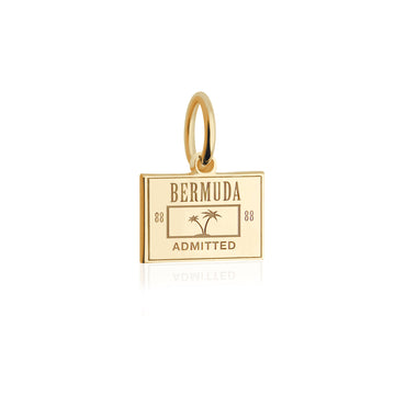 Bermuda Passport Stamp Charm Solid Gold Mini