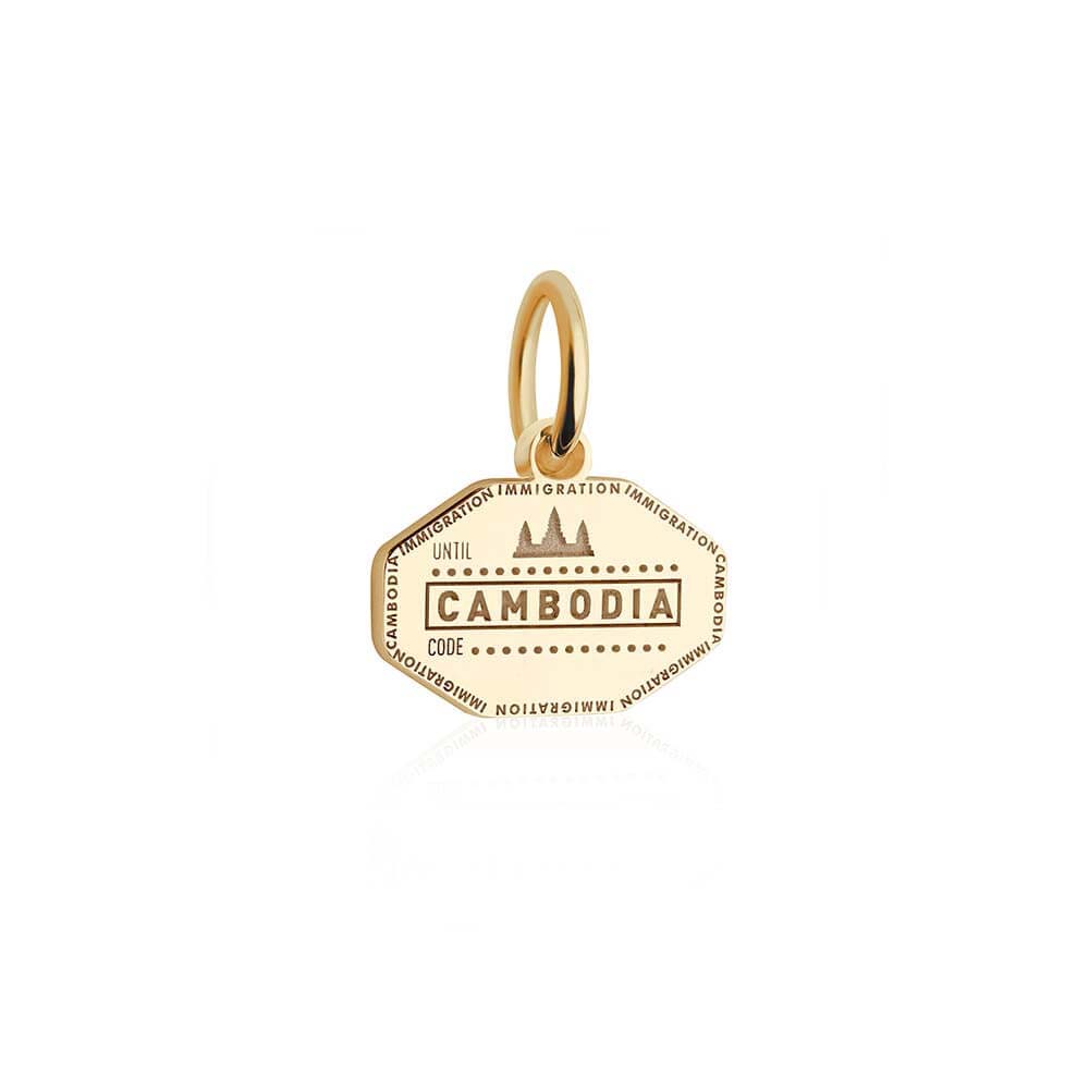 Mini Solid Gold Cambodia Passport Stamp Charm (4728458510424)