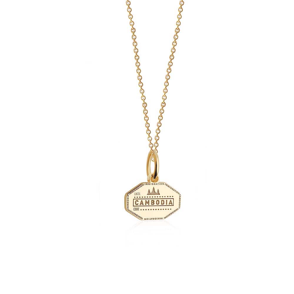 Mini Solid Gold Cambodia Passport Stamp Charm (4728458510424)