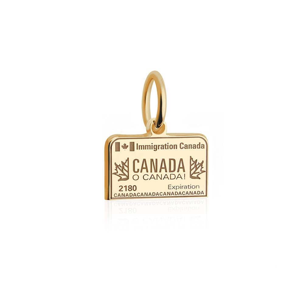 Mini Solid Gold Canada Charm, Passport Stamp (Ships Nov.) (4728462639192)