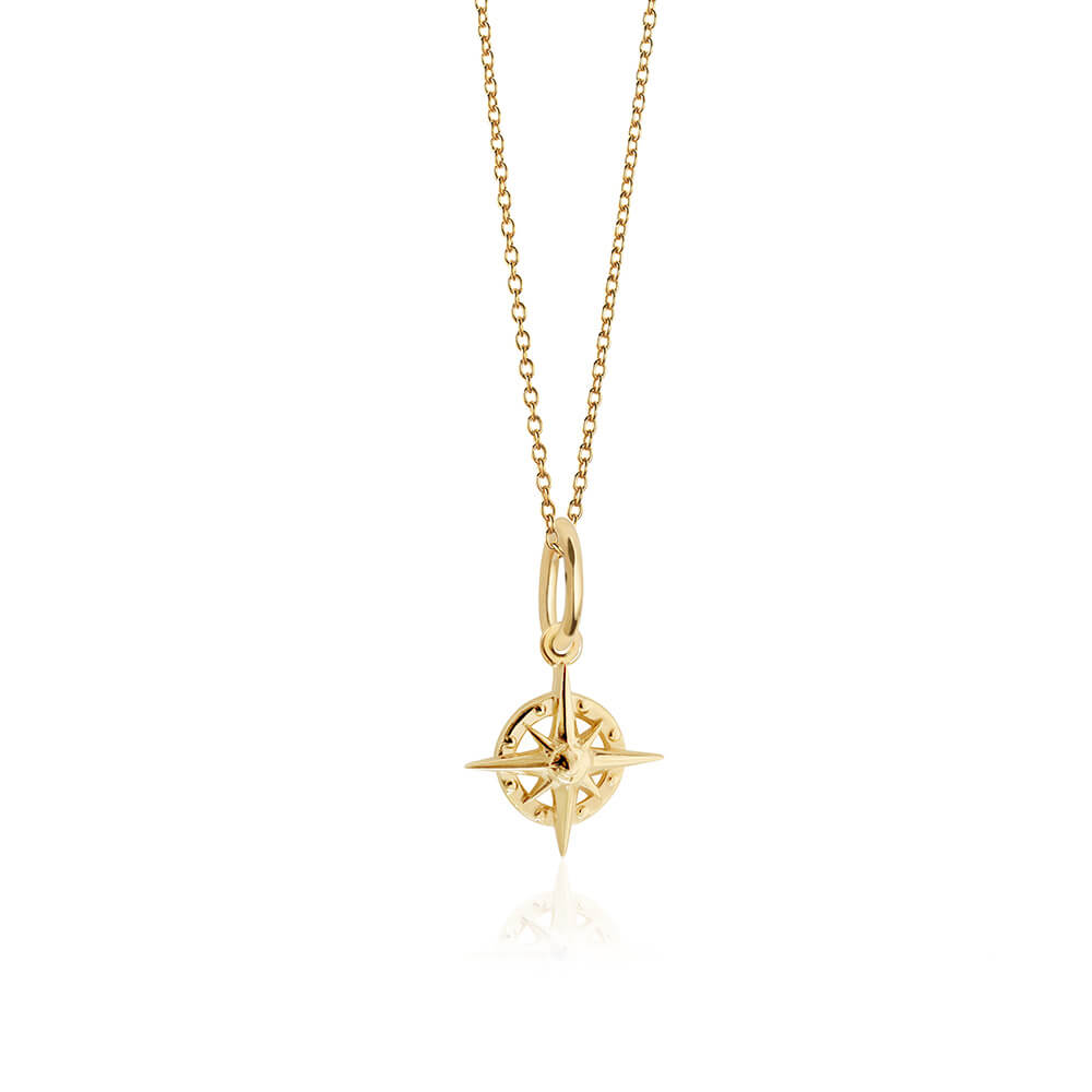 Solid Gold Mini Compass Charm (Ships Nov.) (4736787316824)