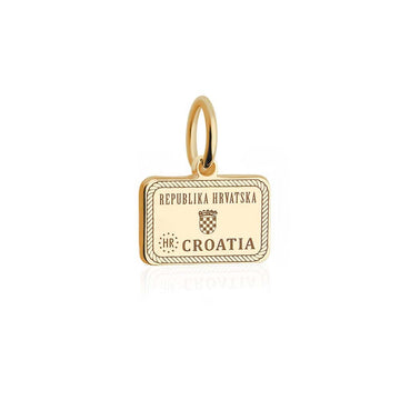 Croatia Passport Stamp Charm Solid Gold Mini