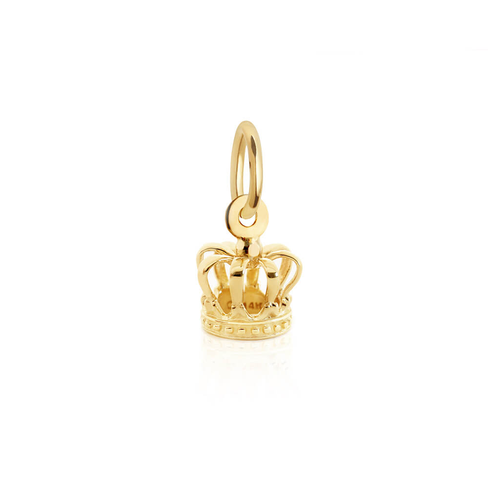 Solid Gold Mini Crown Charm (Ships Nov.) (4572008153176)