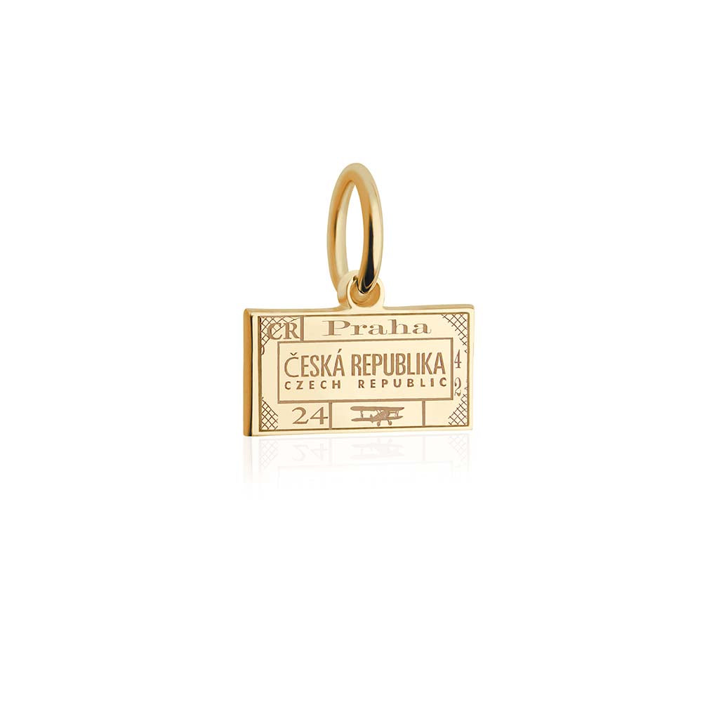 Mini Solid Gold Czech Republic Passport Stamp Charm (4728488460376)