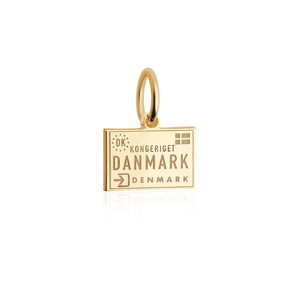 Mini Solid Gold Passport Stamp Charm: Denmark - JET SET CANDY  (4395777359960)