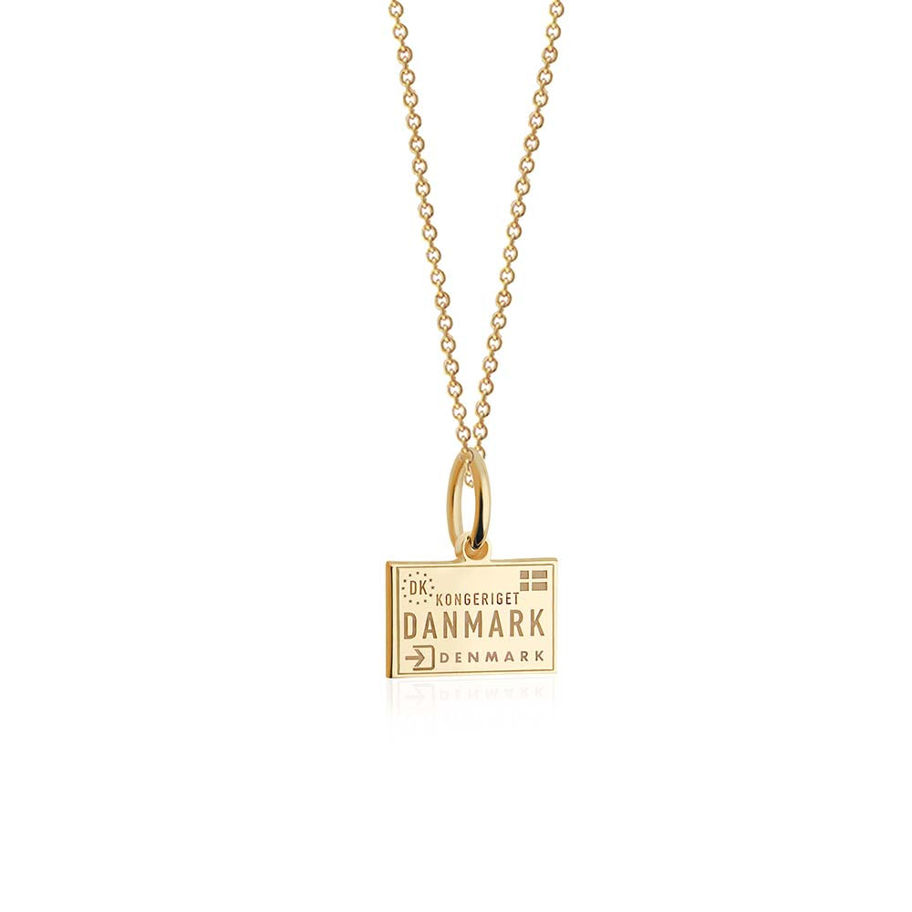 Mini Solid Gold Passport Stamp Charm: Denmark - JET SET CANDY  (4395777359960)