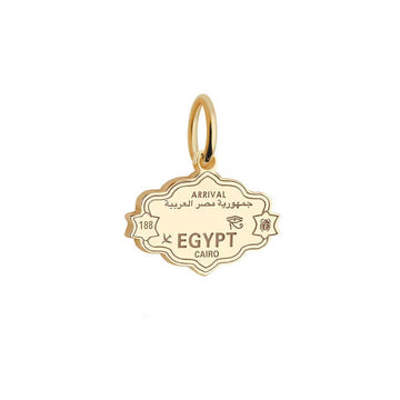 Egypt Passport Stamp Charm Mini Solid Gold