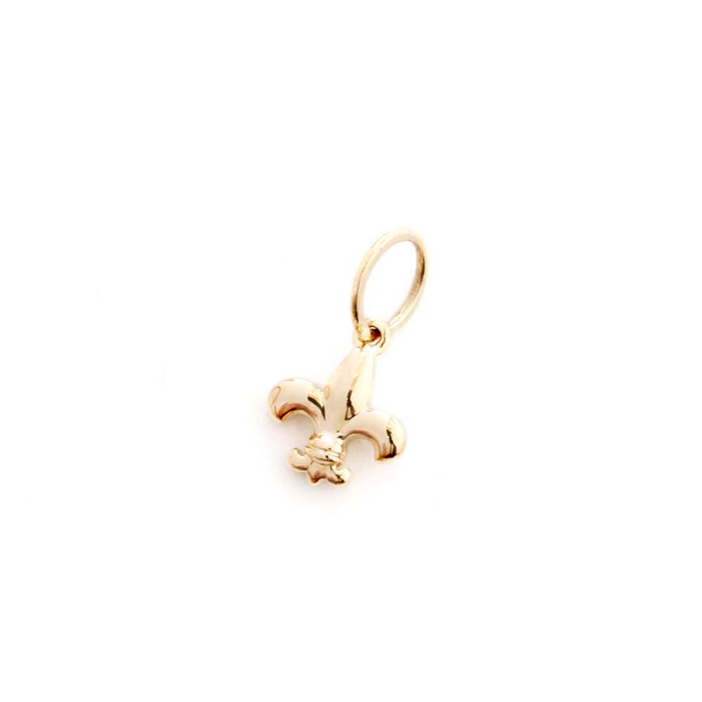 Solid Gold Mini Fleur de Lis Charm - JET SET CANDY  (1720171495482)