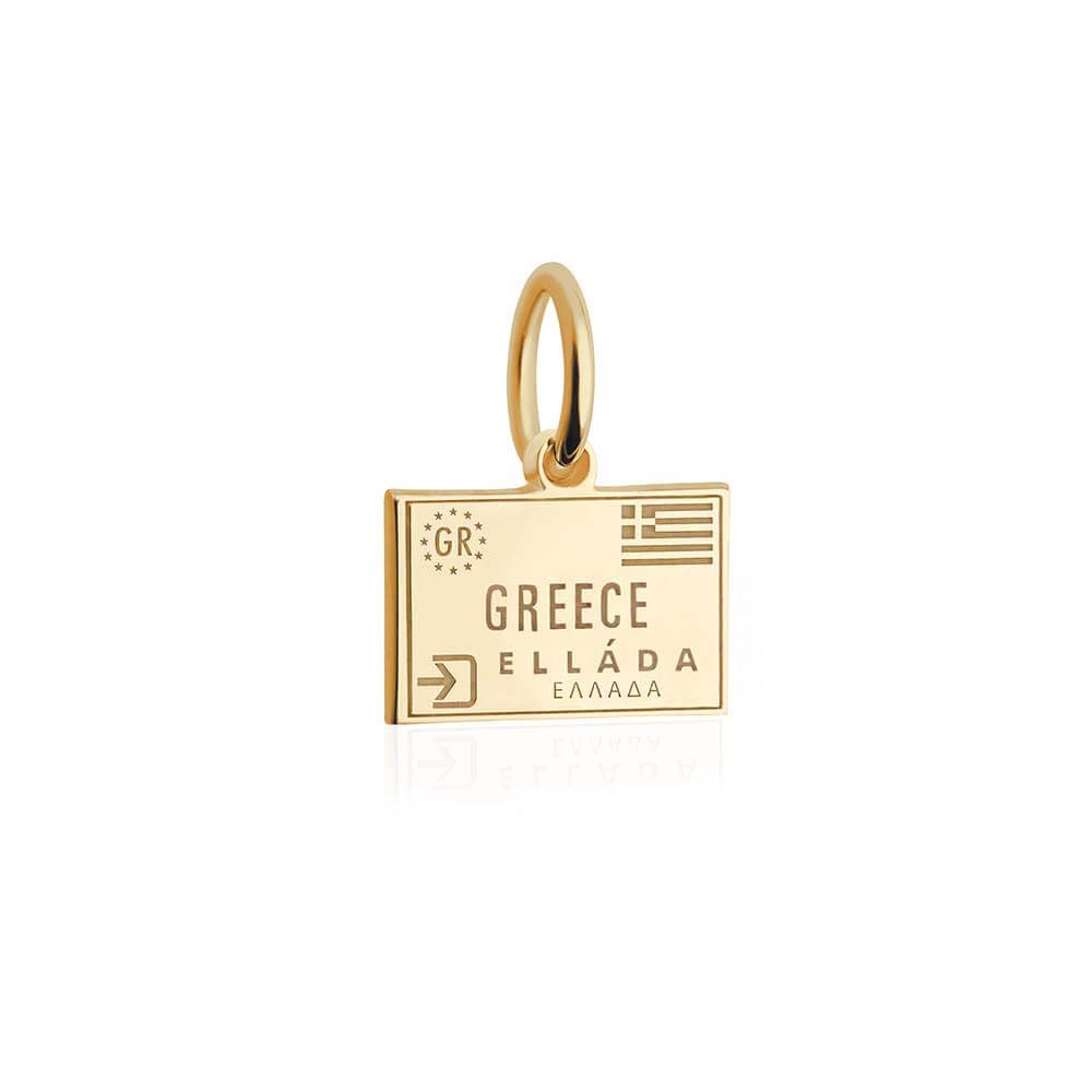 Mini Solid Gold Greece Passport Stamp Charm (Ships Nov.) (4728491638872)