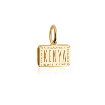 Kenya Passport Stamp Charm Solid Gold Mini