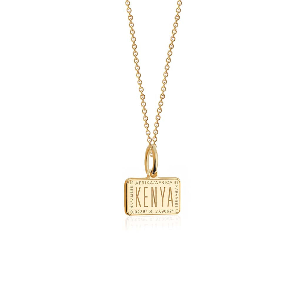 Mini Solid Gold Passport Stamp Charm: Kenya - JET SET CANDY  (4395777228888)