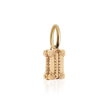 Steamer Trunk Luxe Charm, Solid Gold Mini