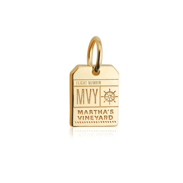 Mini solid gold Martha's Vineyard MVY Luggage Tag Charm
