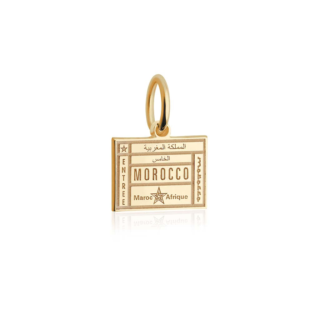 Mini Solid Gold Morocco Passport Stamp Charm (4728493932632)