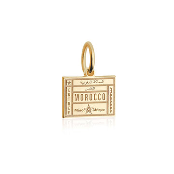 Morocco Passport Stamp Charm Solid Gold Mini