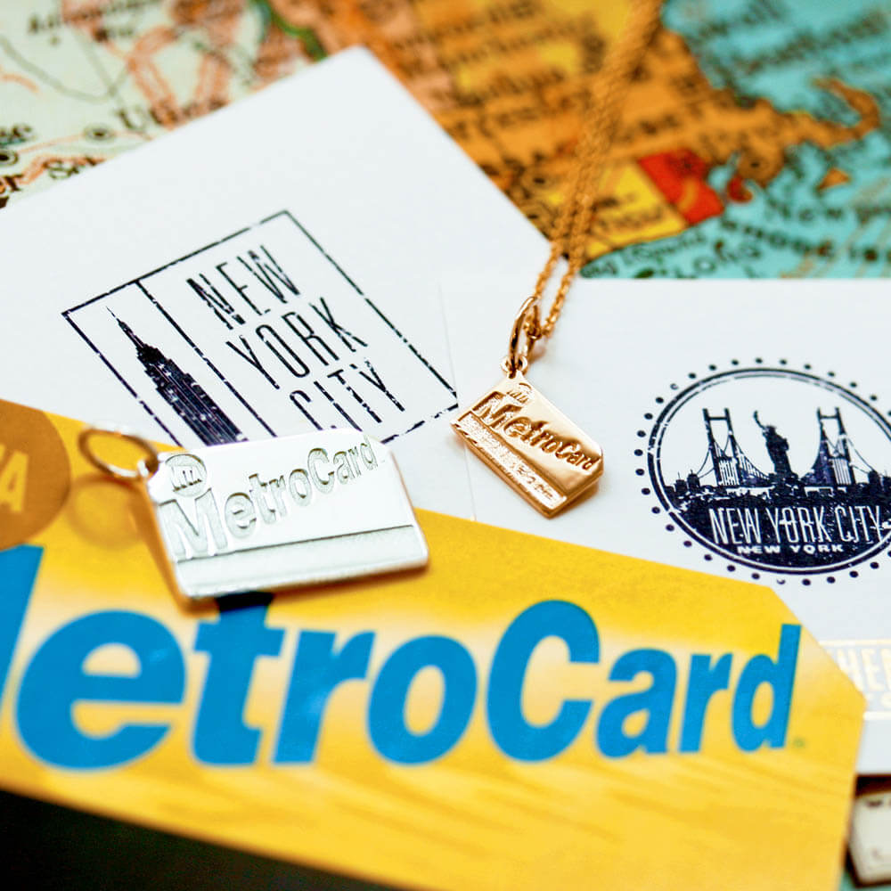 New York Mini Solid Gold Charm, MetroCard - JET SET CANDY  (2275153575994)