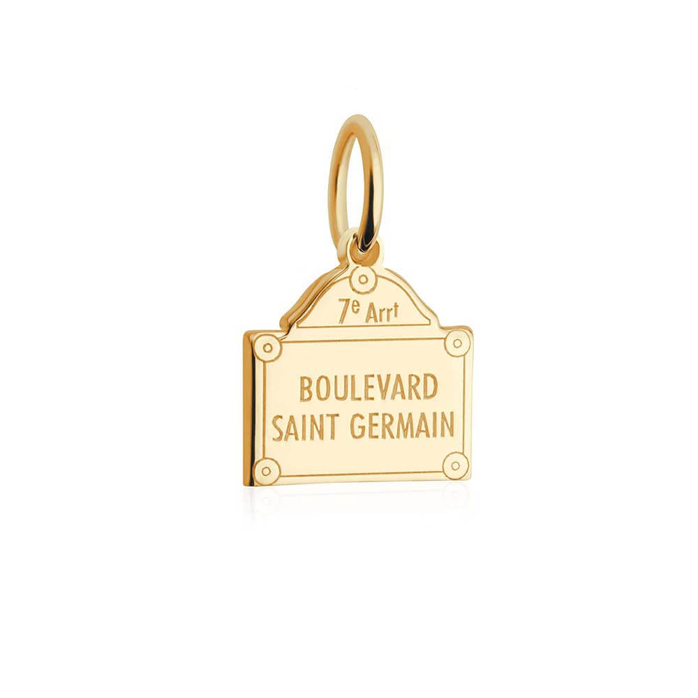 Mini Solid Gold Paris Charm, Boulevard Saint-Germain - JET SET CANDY  (2457850511418)