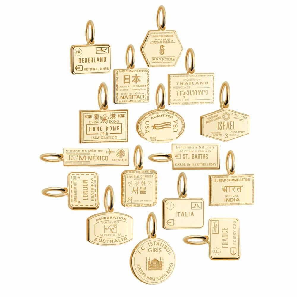 Solid Gold Mini Charm, Passport Stamp: Hong Kong - JET SET CANDY (1720168382522)