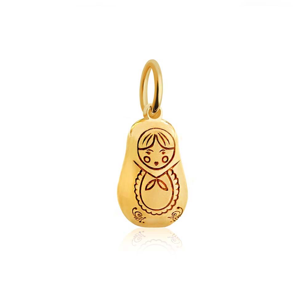Solid Gold Mini Charm, Russian Matryoshka Doll (SHIPS JUNE) - JET SET CANDY  (1720170184762)