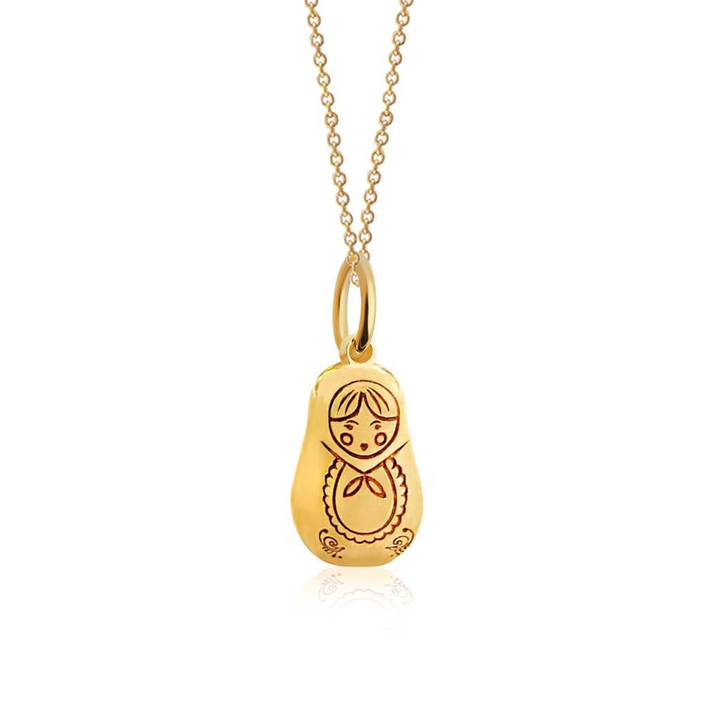 Solid Gold Mini Charm, Russian Matryoshka Doll (SHIPS JUNE) - JET SET CANDY  (1720170184762)