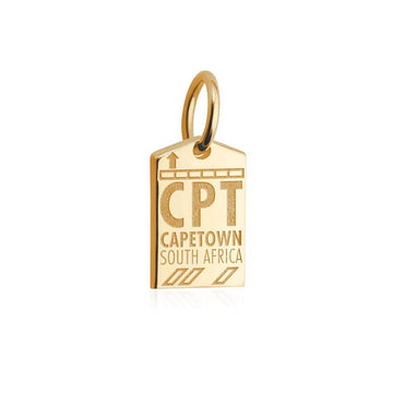 Cape Town South Africa CPT Luggage Tag Charm Soild Gold Mini