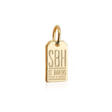 St Barths Caribbean SBH Luggage Tag Charm Solid Gold Mini