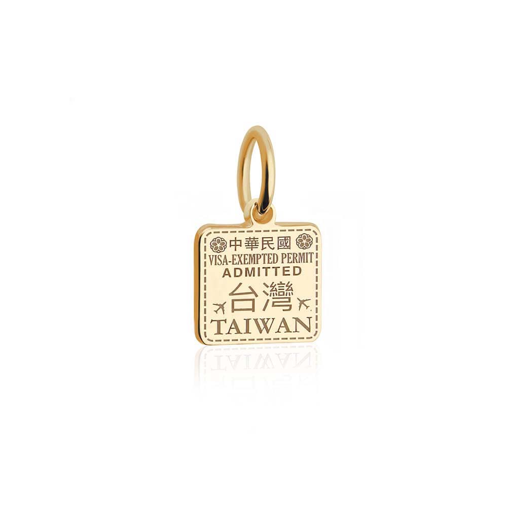 Mini Solid Gold Taiwan Passport Stamp Charm (4728500125784)