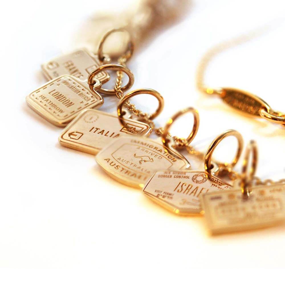 18” SOLID GOLD MINI CHARM NECKLACE WITH 3 CHARMS - JET SET CANDY  (4401136140376)