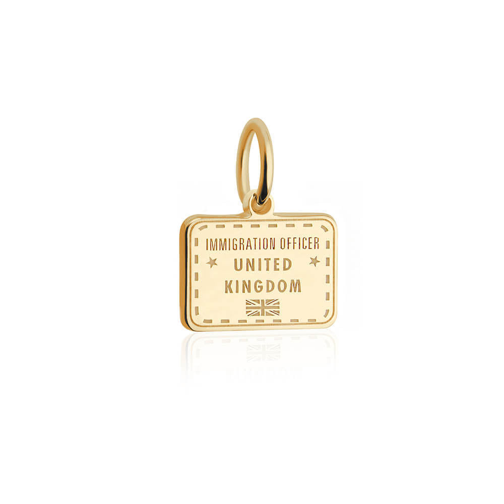 Solid Gold Mini United Kingdom Charm, Passport Stamp - JET SET CANDY  (1720170709050)