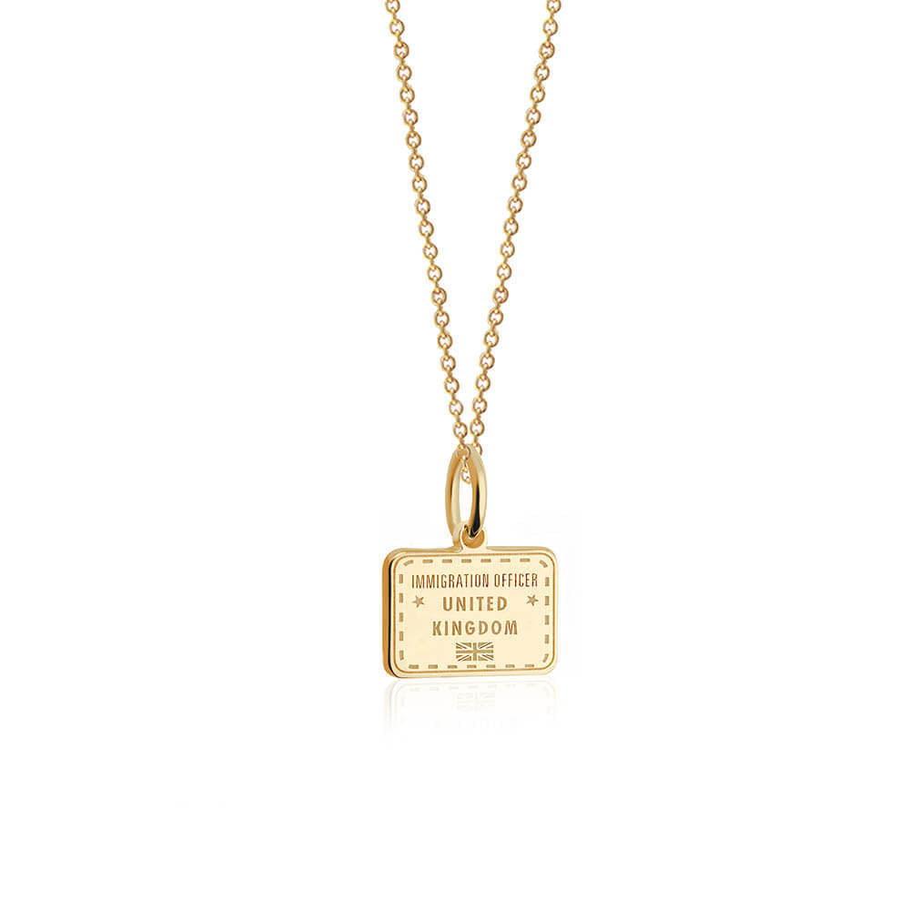 Solid Gold Mini United Kingdom Charm, Passport Stamp - JET SET CANDY  (1720170709050)
