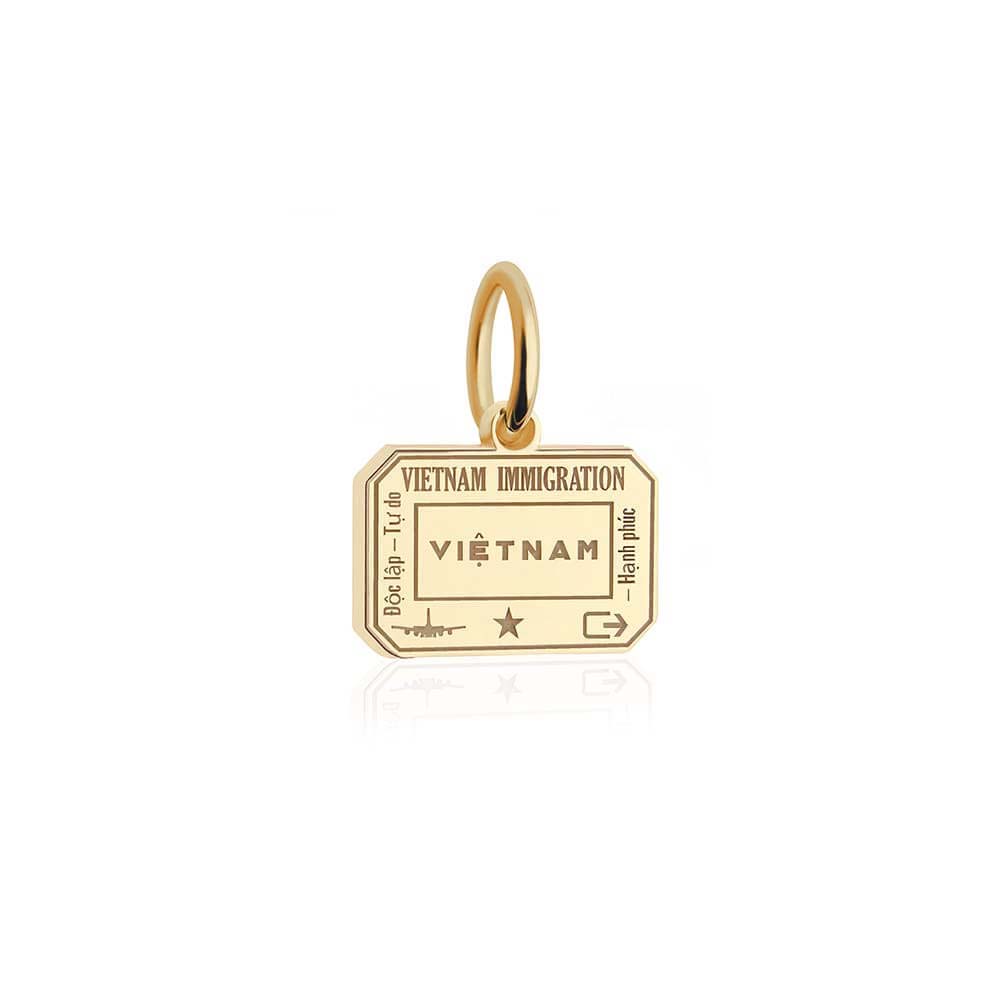 Solid Gold Mini Vietnam Passport Stamp Charm (4728501502040)