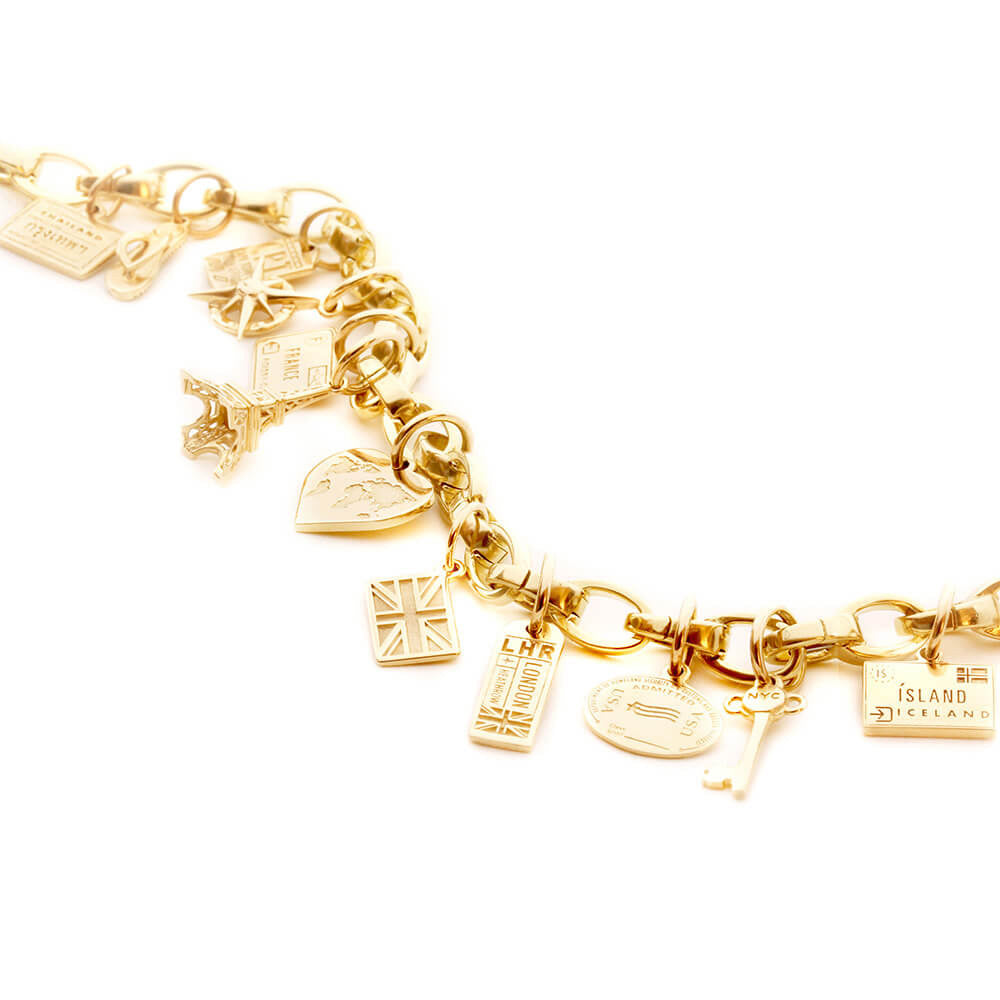 SLIM SOLID GOLD BRACELET BUNDLE WITH 12 CHARMS (SHIPS OCT.) (4707868967000)