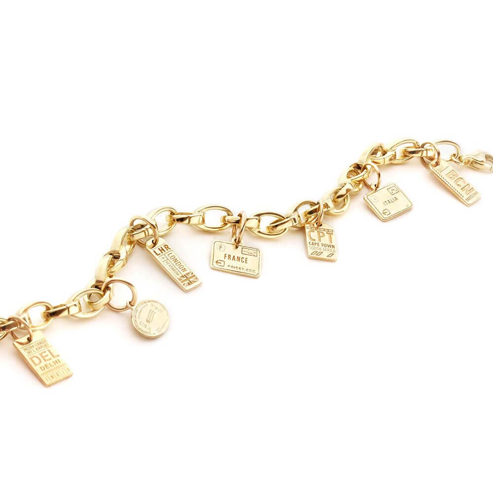 Mini Solid Gold BCN Barcelona Luggage Tag Charm - JET SET CANDY (4499570163800)