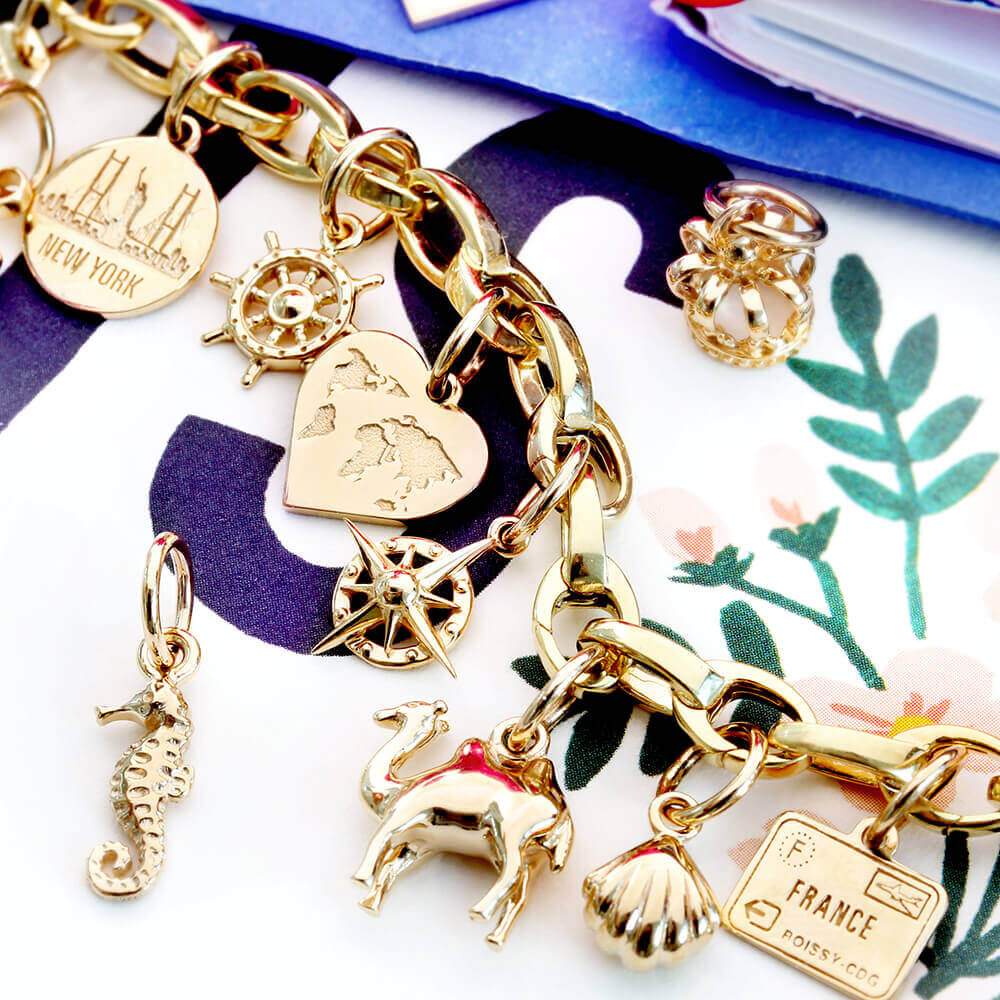 Solid Gold Mini Charm, Passport Stamp: France - JET SET CANDY (1720170676282)