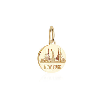 New York Skyline Charm, Solid Gold Mini
