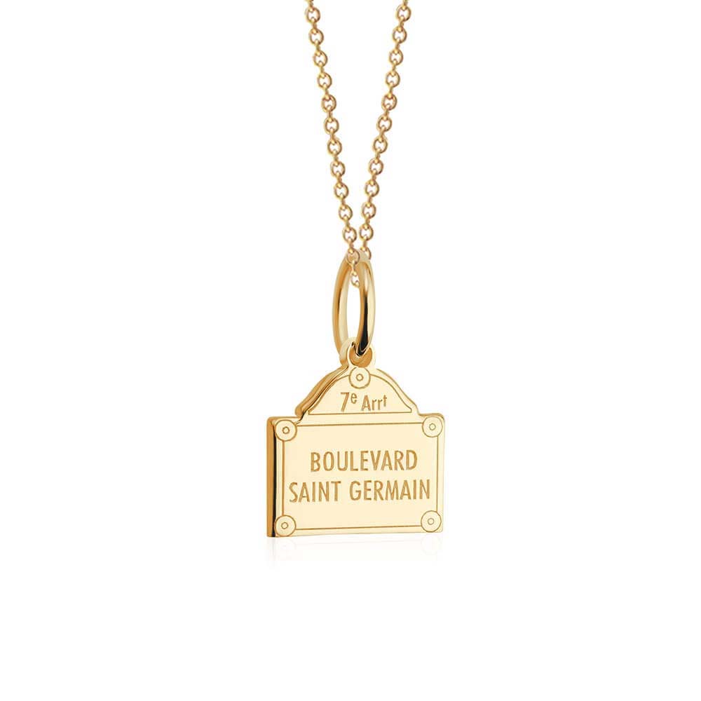 Mini Solid Gold Paris Charm, Boulevard Saint-Germain - JET SET CANDY  (2457850511418)