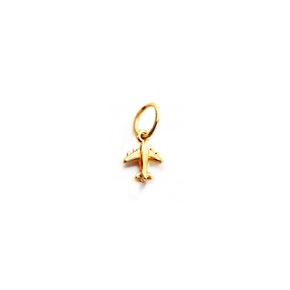 Tiny Solid Gold Airplane Charm (promotion) - JET SET CANDY  (4345914687576)