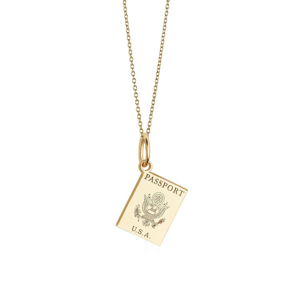 Mini Solid Gold USA Passport Book Charm (Ships Oct.) (4665810419800)