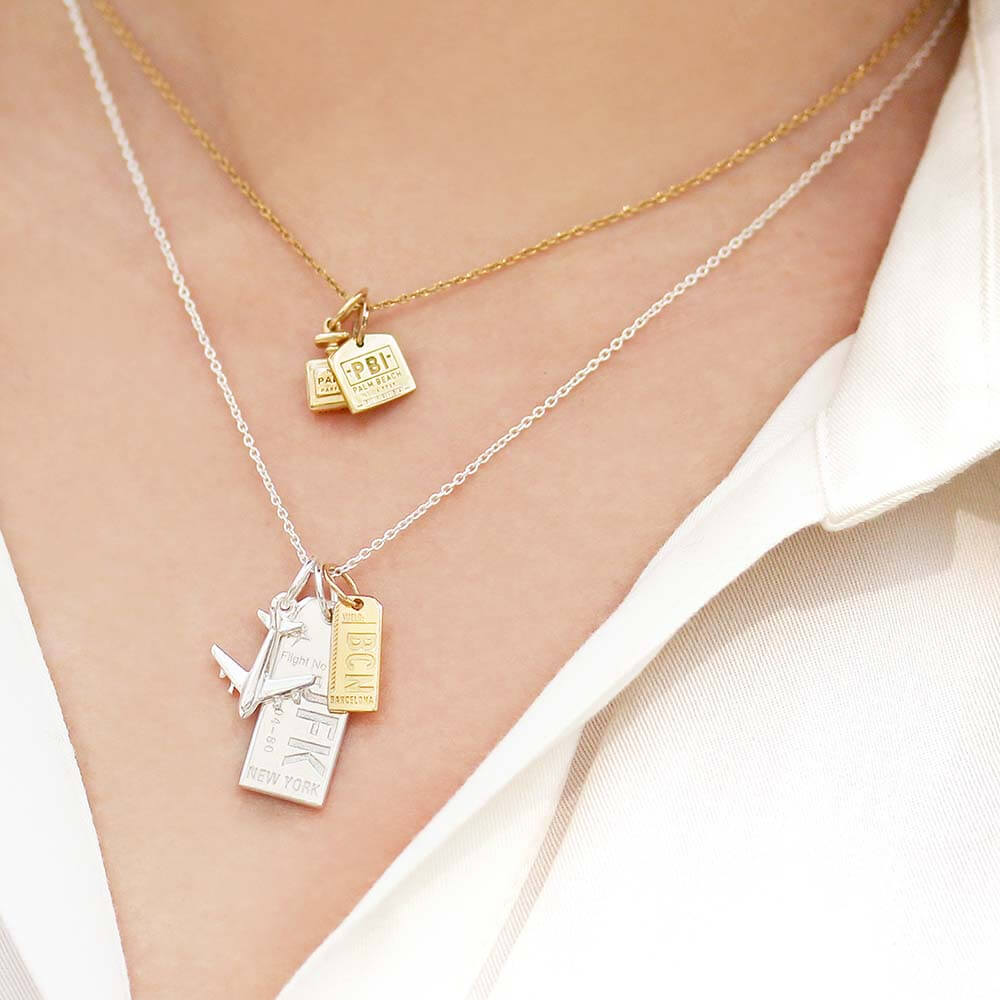 Mini Solid Gold BCN Barcelona Luggage Tag Charm - JET SET CANDY (4499570163800)