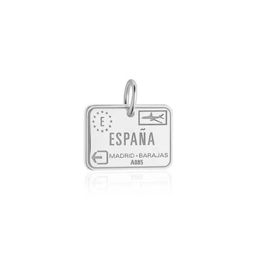 Spain Passport Stamp Charm Silver