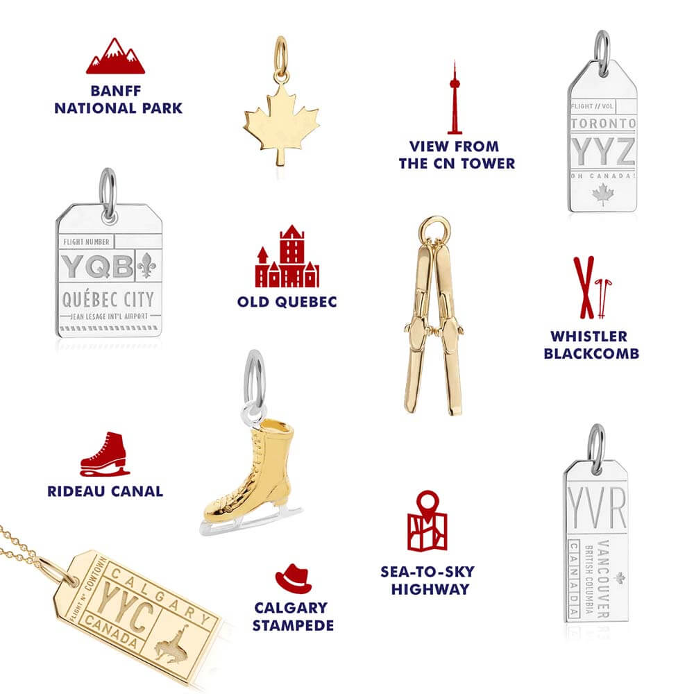 Gold Canada Charm, YYC Calgary Luggage Tag - JET SET CANDY (6748574318776)