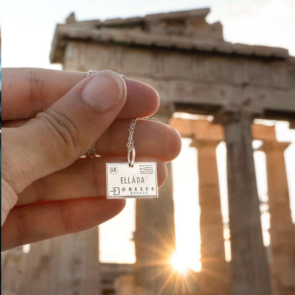 Sterling Silver Greece Travel Charm, Passport Stamp (SHIPS JUNE) - JET SET CANDY  (1720202461242)