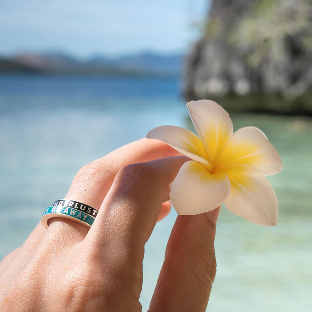 Teal Green Enamel Ring in Sterling Silver, Take Me Away - JET SET CANDY  (1720209637434)