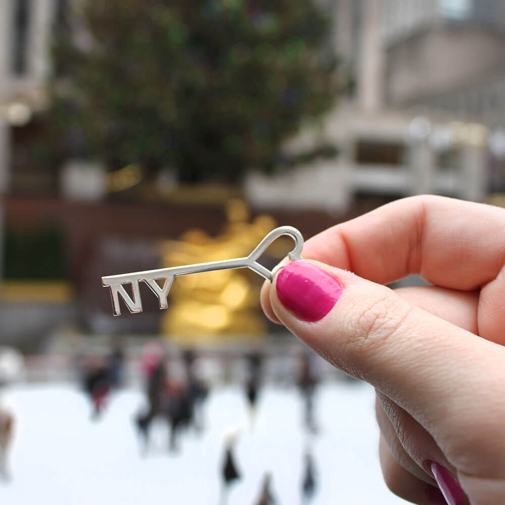 Sterling Silver I Love New York Key & Heart Charm - JET SET CANDY  (1720174870586)