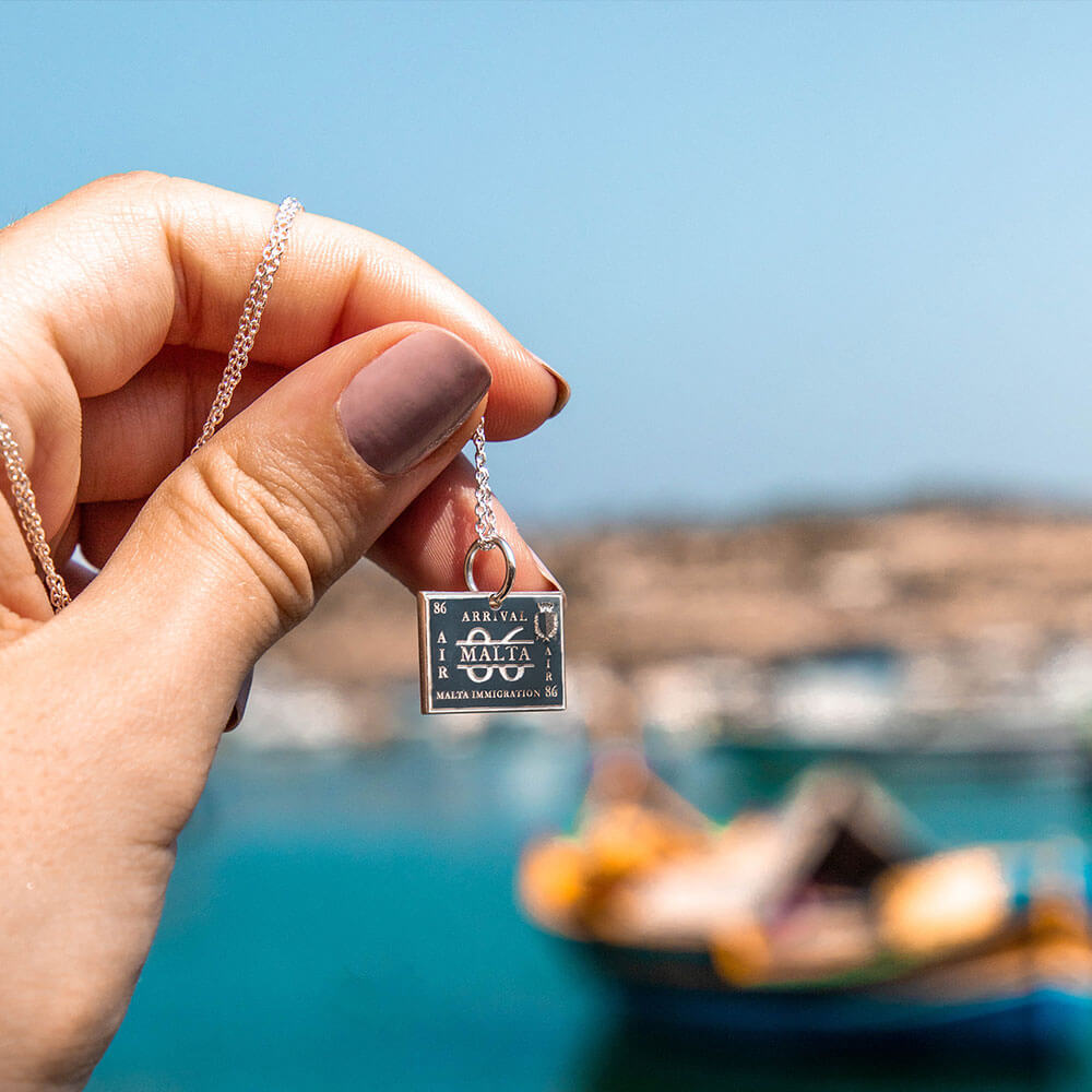 Sterling Silver Charm, Malta Passport Stamp - JET SET CANDY  (1720201019450)