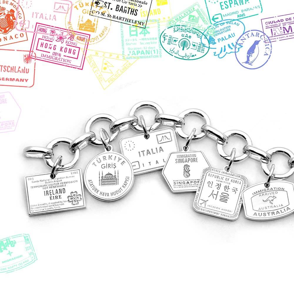 South Korea Passport Stamp Charm Silver – JET SET CANDY