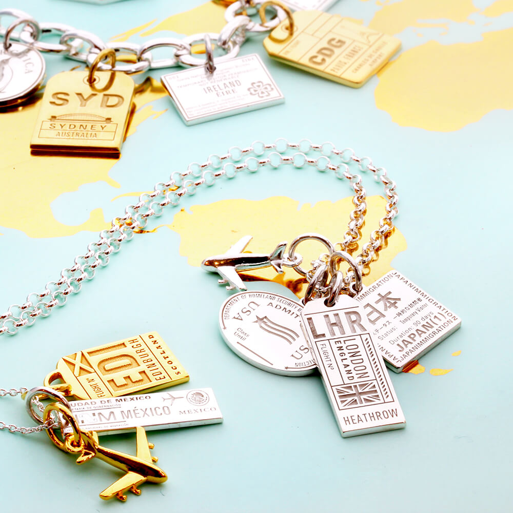 Silver United States Passport Stamp Charm - JET SET CANDY (1720207278138)