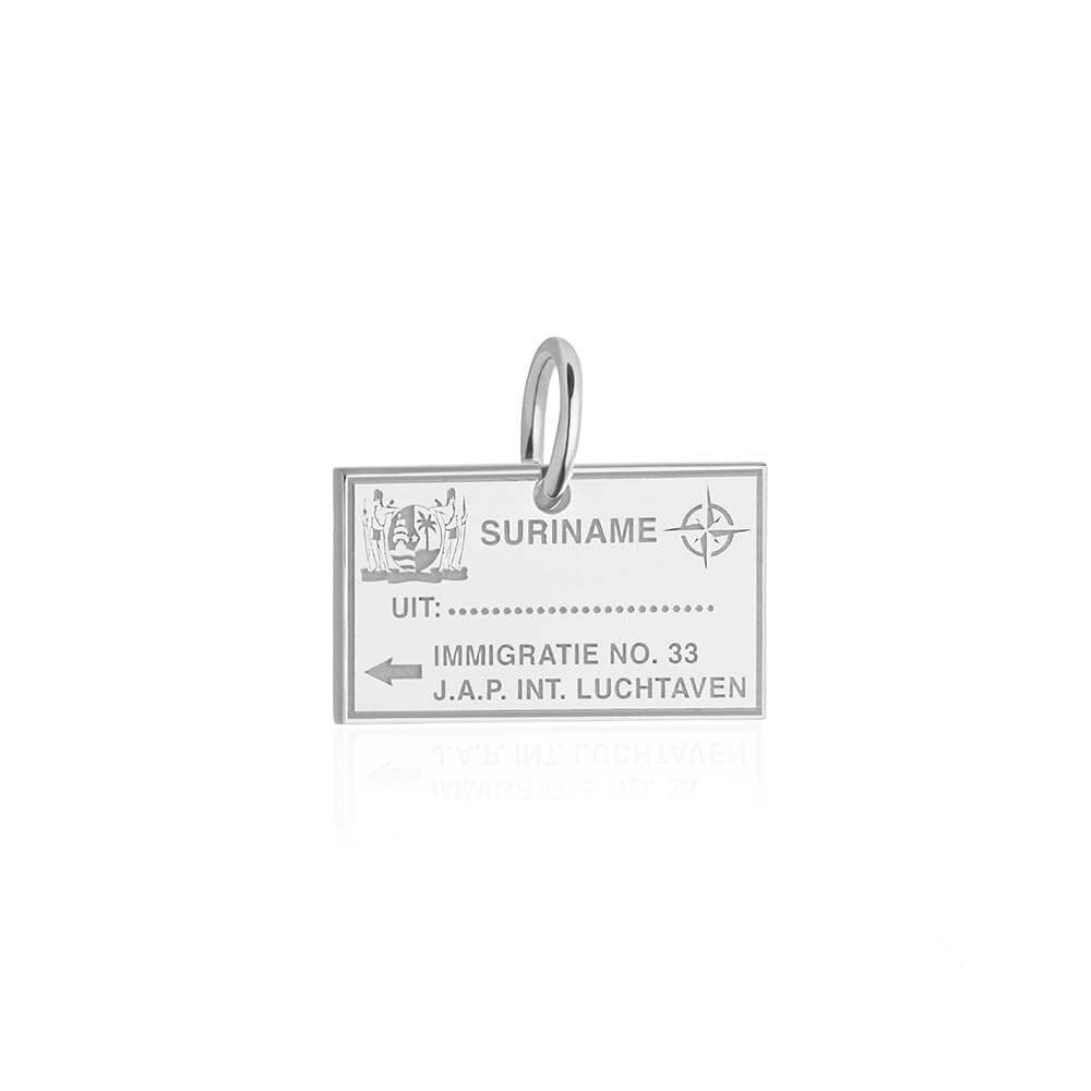 Sterling Silver Travel Charm, Suriname Passport Stamp - JET SET CANDY  (1720208588858)